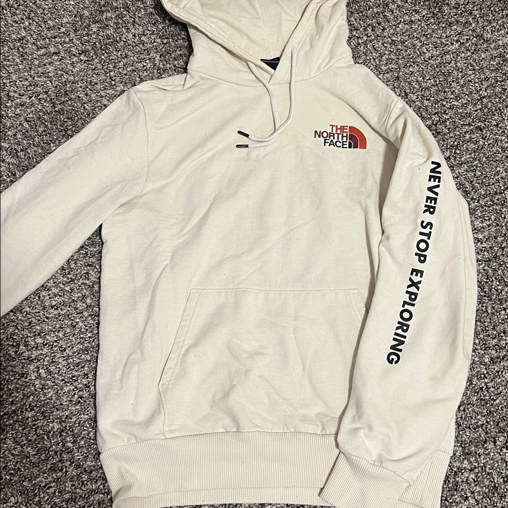 The North Face Off-White Hoodie with Red Logo